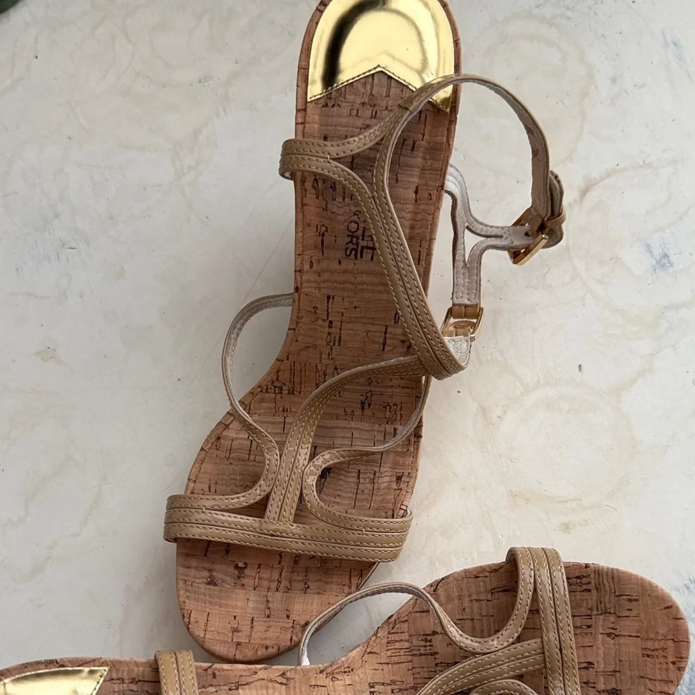 Michael Kors Cork Wedge Sandals, Size 7.5